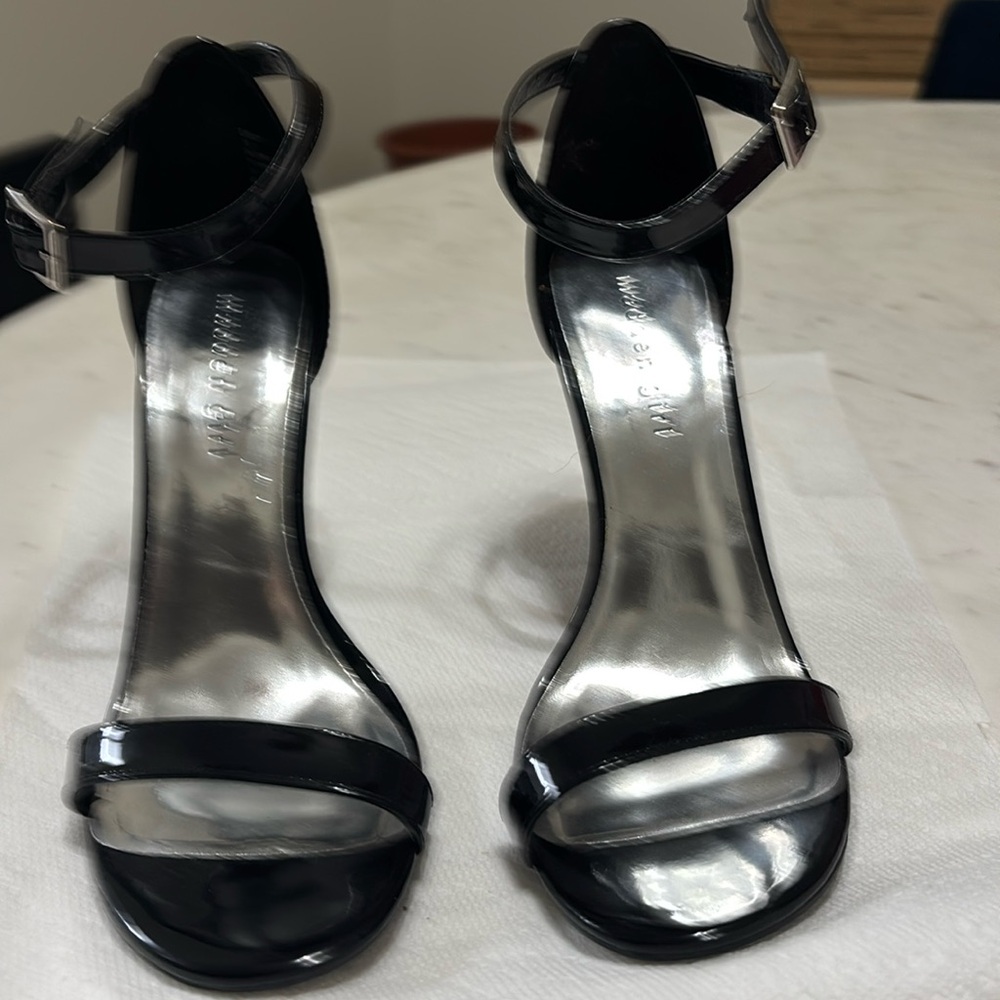 Madden girl Dafney black patent evening heels.